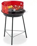 Relaxdays Holzkohlegrill &Oslash; 37 cm Dreibein Rot,Schwarz