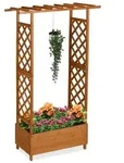 Relaxdays Blumenkasten mit Rankgitter & Dach Orange