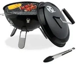 Relaxdays Kugelgrill tragbar &Oslash; 37cm mit Grillzange Schwarz,Silber
