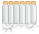 Relaxdays 6x Trinkflasche mit Bambusdeckel 500ml Hellbraun,Schwarz,Transparent