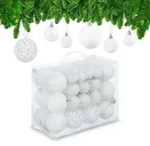 Relaxdays Weihnachtskugeln im 50er Set Wei&szlig;,Silber