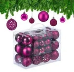 Relaxdays Weihnachtskugeln im 50er Set Pink,Silber