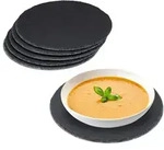 Relaxdays Schieferplatte 6er Set rund Anthrazit