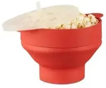 Relaxdays Popcorn Maker Silikon f&uuml;r die Mikrowelle Rot,Transparent