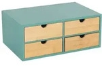 Relaxdays Schreibtisch Organizer 4 Schubladen Hellbraun,T&uuml;rkis