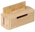Relaxdays Kabelbox mit Handyhalter Bambus Hellbraun