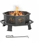 Relaxdays Achteckige Feuerschale mit Sternenmuster Schwarz