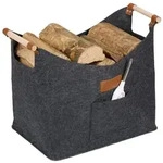 Relaxdays Kaminholzkorb aus Filz Braun,Hellbraun,Grau
