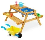 Relaxdays Kindersitzgruppe Holz f&uuml;r Garten Blau,Hellbraun