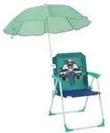 Relaxdays Kinder Klappstuhl mit Sonnenschirm Wei&szlig;,Blau,T&uuml;rkis