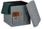 Relaxdays Faltbarer Sitzhocker mit Taschen Leinen Grau