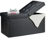 Relaxdays Kunstleder Sitzbank klappbarer Deckel Schwarz