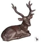 Relaxdays 3 x Sitzende Hirsch Figur Garten Braun