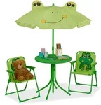 Relaxdays Camping Kindersitzgruppe mit Schirm Dunkelgr&uuml;n,Gr&uuml;n