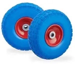 Relaxdays 4 x Sackkarrenrad PU blau-rot Blau,Rot