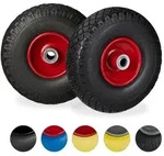 Relaxdays 4 x Sackkarrenrad Stahlfelge schwarz-rot Rot,Schwarz
