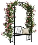Relaxdays Rosenbogen mit Bank Schwarz