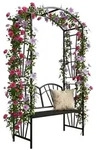 Relaxdays Rosenbogen mit Bank Schwarz