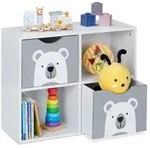 Relaxdays Kinderregal B&auml;r Wei&szlig;,Grau