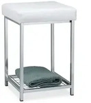 Relaxdays Gepolsterter Hocker mit Ablage Wei&szlig; Wei&szlig;,Silber