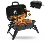 Relaxdays Tischgrill mit 2 Grillgittern Schwarz