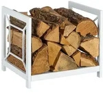 Relaxdays Modernes Kaminholzregal aus Metall Wei&szlig;