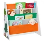 Relaxdays B&uuml;cherregal Kinder Waldtiere Wei&szlig;,Dunkelgr&uuml;n,Orange