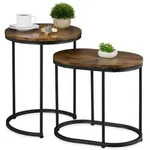 Relaxdays Satztisch 2er Set Industrial Design Braun,Schwarz