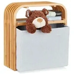 Relaxdays Bambus Hocker mit Aufbewahrung Hellbraun,Grau