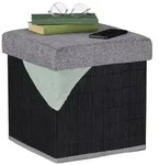 Relaxdays Schwarzer Sitzhocker mit Stauraum Schwarz,Grau