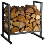 Relaxdays Modernes Kaminholzregal aus Metall Schwarz