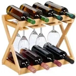 Relaxdays Weinregal mit Glashalter Hellbraun