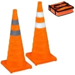 Relaxdays Faltbare Pylonen 70 cm im 2er Set Orange,Silber