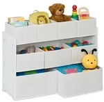Relaxdays Kinderregal mit 9 Stoffboxen Wei&szlig;