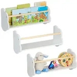 Relaxdays B&uuml;cherregal Kinder Wolke 3er Set Wei&szlig;,Hellbraun