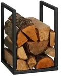 Relaxdays Schwarzes Kaminholzregal aus Metall Schwarz