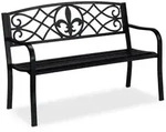 Relaxdays Gartenbank mit Fleur de Lis Motiv Schwarz
