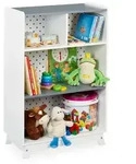 Relaxdays Kinderregal 4 offene F&auml;cher Wei&szlig;,Grau