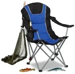 Relaxdays 2x Campingstuhl faltbar mit Polsterung Blau,Schwarz,Silber