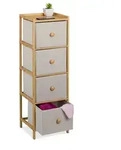 Relaxdays Schmale Kommode mit 4 Schubladen Beige,Hellbraun
