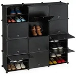 Relaxdays Schwarzer Schuhschrank mit 24 F&auml;chern Schwarz