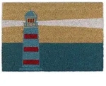 Relaxdays Fu&szlig;matte Kokos Leuchtturm Beige,Blau,Rot