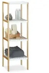 Relaxdays Regal Bambus mit 4 Ablagen Wei&szlig;,Hellbraun