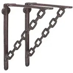 Relaxdays 4 x Regalwinkel Gusseisen Kette Dunkelbraun