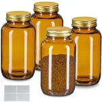 Relaxdays Braungl&auml;ser 4er Set 400ml Braun,Gold