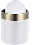 Relaxdays Mini Tischm&uuml;lleimer 1,5 Liter Wei&szlig;,Gold