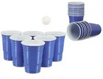 Relaxdays 100x Beer Pong Becher, blau Wei&szlig;,Blau