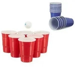 Relaxdays 100 x Beep Pong Becher Wei&szlig;,Blau,Rot