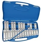 Relaxdays Chromatisches Glockenspiel G5&ndash;G7 Blau,Silber