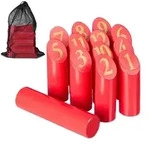 Relaxdays Rotes Kubb Wikingerspiel mit Tasche Gold,Rot